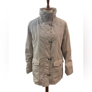 London Fog Beige Insulated Jacket Plaid Lined Coat Size Large Womens utility